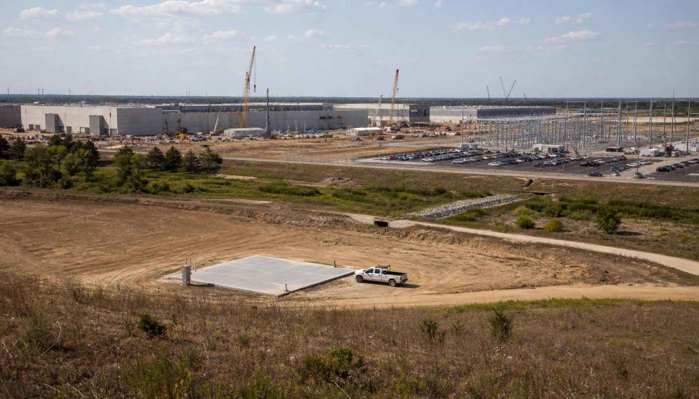 A small site beside a funded campus. The tax break barely moves the big one and pays for most of the little one.