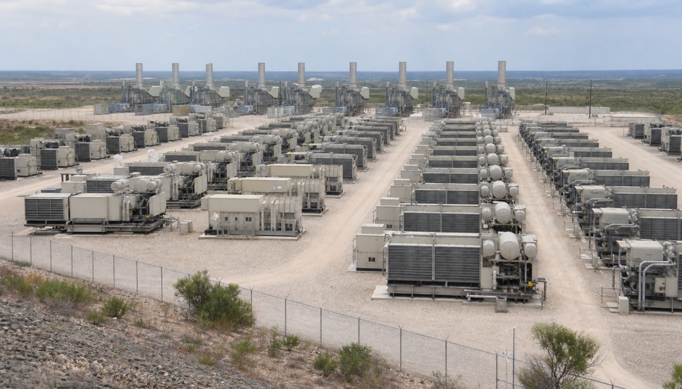 A field of backup generators. A house air filter from somebody living near one, next to a new filter.