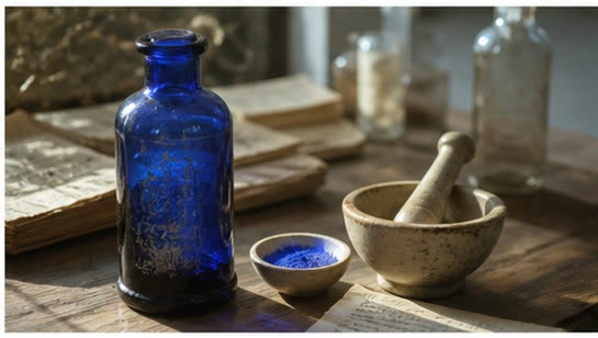 Where it started: a bottle of blue dye.