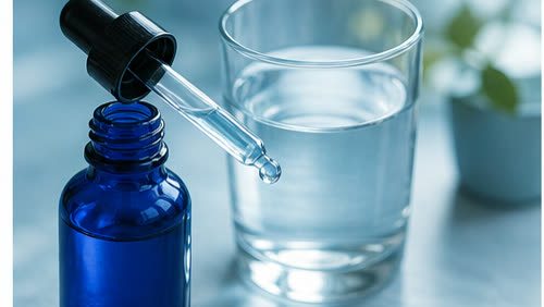 A few drops in a glass of water — the whole ritual.
